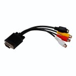 Adaptateur de sortie av tv composite vga m�le vers s - vid�o 3, jack rca femelle, convertisseur de c�ble ...