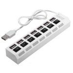 Adaptateur usb 2. 0  7 ports, hub multi interface haute vitesse, marche / arrt, indicateur lumineux ...
