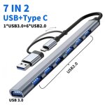 Adaptateur usb 3. 0 type c, station d'accueil, port usb 2. 0, lecteur de carte sd tf, sortie audio, sparateur ...