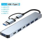 Adaptateur usb 3. 0 type c, station d'accueil, port usb 2. 0, lecteur de carte sd tf, sortie audio, sparateur ...
