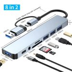 Adaptateur usb 3. 0 type c, station d'accueil, port usb 2. 0, lecteur de carte sd tf, sortie audio, sparateur ...