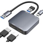 Adaptateur usb 3. 0 vers double hdmi avec port usb 3. 0, c�ble convertisseur graphique hdmi vers usb ...