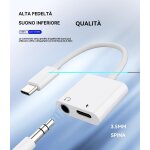 Adaptateur usb c a 3. 5mm aux c�ble casque audio(2 pack)type c charge sdoppiator 2in1 pour apple iphone ...