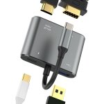 Adaptateur usb c 4 en 1 hdmi vga double port usb otg 3. 0 pour apple iphone 16 type c hub 4k moniteur ...