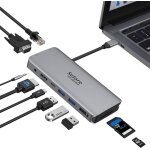Adaptateur usb c, hub usb c multiport 10 - en - 1 vers hdmi et vga, usb 3. 0 / 2. 0, pd 100w, ethernet ...