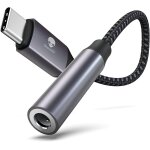 Adaptateur usb c jack de casque 3, 5mm, couteurs audio numrique type c vers aux, cl audio, puce dac ...