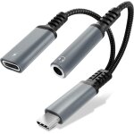 Adaptateur usb c jack ecouteurs 3, 5 mm répartiteur aux audio et chargeur 2 - en - 1 60 w pd compatible ... Adaptateur usb c jack ecouteurs 3, 5 mm répartiteur aux audio et chargeur 2 - en - 1 60 w pd compatible ...
