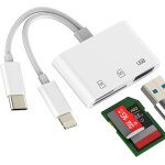 Adaptateur usb c lightning vers lecteur carte sd micro sd usb m�moire (3 en 1)pour iphone 16 15 pro appareil ...