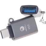 Adaptateur usb c vers usb a - 2 pi�ces, gris - avec oeillet et porte - cl�s - compatible avec apple macbook, ...