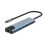 Adaptateur usb c vers hdmi 4k inf multiport usb - c usb - a, usb - c, hdmi, rj45 gris