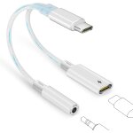 Adaptateur usb c vers jack 3. 5 mm, 2 en 1 avec charge et microphone, type c vers ecouteurs aux prise ...