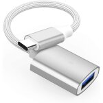 Adaptateur usb - c vers usb pour macbook air, macbook pro, imac, mac mini - nylon et aluminium blanc ...