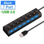 Adaptateur usb hub led haute vitesse, 7 ports, 480 mbps, avec interrupteur marche / arr�t, pour pc portable ...