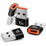Adaptateur usb vers usb c, 4pcs adaptateur usb a vers c, type c femelle usb a m�le convertisseur chargeur, ...
