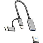 Adaptateur usb vers usb c micro usb (2 en 1) otg câble femelle pour iphone 16 15 pro pour apple connecteur ... Adaptateur usb vers usb c micro usb (2 en 1) otg câble femelle pour iphone 16 15 pro pour apple connecteur ...