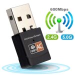 Adaptateur usb wifi bluetooth 600mbps, dongle 2 en 1, carte rseau 2. 4g 5ghz, usb wifi 5, rcepteur ...