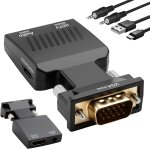 Adaptateur vga vers hdmi avec audio, convertisseur 1080p vga mle vers hdmi femelle avec 3, 5 mm cble ...