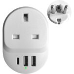 Adaptateur de voyage pour prise uk / irlande / eau vers ue / france avec usb + type c, prise d'extension ... Adaptateur de voyage pour prise uk / irlande / eau vers ue / france avec usb + type c, prise d'extension ...