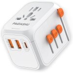 Adaptateur de voyage universel avec pd20w, 2 usb 1 usb c et 1 ac, adaptateur universel pour l'allemagne, ...