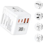 Adaptateur de voyage universel - adaptateur prise universelle avec pd30w, 2 usb, type c et 1 prise ac ... Adaptateur de voyage universel - adaptateur prise universelle avec pd30w, 2 usb, type c et 1 prise ac ...