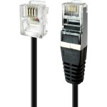 Adsl cable rj11 / rj45 male / male connectors black - 5m long - soft and flexible cable to connect to ...