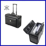 Alassio valise de pilote silvana , cuir, noir, avec trolley Alassio valise de pilote silvana , cuir, noir, avec trolley