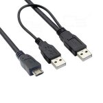 Alimentation noir blanc 0. 6m usb 2. 0 disque dur mobile cble cble double usb - a mle  micro mini ...