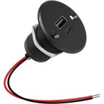 Aluminium 12vcc prise de chargeur usb c de caravane, 24w double charge rapide qc 3. 0 et pd 3. 0 adaptateur ...