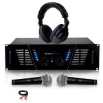 Amplificateur sono dj 2 x 600w max ibiza sound amp - 800 + casque audio + 2 micros et cble rca de liaison ...