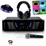 Amplificateur sono dj 2 x 600w max ibiza sound amp - 800 + effet ufo ovni + casque audio + micro et cble ...