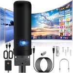 Antenne tv int�rieur ext�rieure puissante, ip66 antenne tnt anti - foudre r�ception a 360 avec amplificateur ...