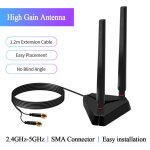 Antenne wifi rp - sma connecteur mle double bande 2. 4ghz 5ghz pour ax210 ax200 pci - e adaptateur de ...