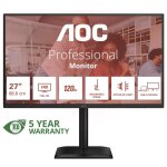 Aoc 27e4cv - ecran led - 27  - 1920 x 1080 full hd (1080p) @ 120 hz - ips - 300 cd / m - 1500:1 - 4 ms ...