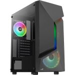 Aoul - scapebkv3, botier gaming atx, frontal rgb led, verre tremp, noir, 3 ventilateurs argb