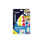 Apli - agipa etiquettes - adhsif permanent - couleurs assorties - diamtre 30 mm 168 etiquette(s) (7 ...