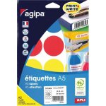 Apli - agipa etiquettes - adhsif permanent - vert, rouge, jaune, bleu - diamtre 45 mm 84 rouleau(x) ...