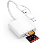 [certifi apple mfi] lecteur de carte sd compact flash, 3 en 1 usb - c lightning vers sd / micro sd / ...