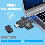 [certifi apple mfi] lecteur de carte sd compact flash, 3 en 1 usb - c lightning vers sd / micro sd / ...
