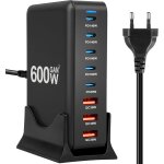 Asfasfq - chargeur usb c rapide 600w, gan chargeur secteur usb multiple 5 usb c + 3 usb - a, chargeur ...