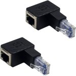 Asfasfq - duttek lot de 2 adaptateurs ethernet  90 degrs, couds vers le bas, rj45 mle  femelle, ...