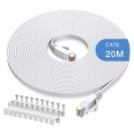 Asfasfq - gulaey cble ethernet cat6 de 20m, long cble internet haut dbit, design plat, 1 gbit / s, ...