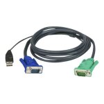 Aten micro - lite 2l - 5203u - c�ble clavier / vid�o / souris (kvm) - usb, hd - 15 (vga) (m) pour 15 ...