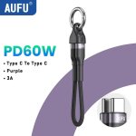 Aufu 60w usb c a type c c�ble pd3. 0 c�ble court de charge rapide pour iphone 16 15 macbook samsung xiaomi ...