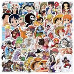 Autocollants une pice classiques anime, 50 pices, version q, luffy zoro, autocollants impermables, ...