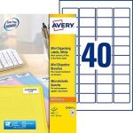 Avery - blanc - 25. 4 x 45. 7 mm 600 �tiquette(s) (15 feuille(s) x 40 �tiquettes adresses