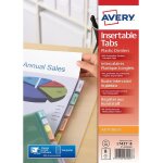 Avery insertable tabs l7437 - 8 - polypropyl�ne (pp) - 180 microm�tres - couleurs assorties - a4 plus ...