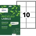 Avery recycled labels - papier recyclé - adhésif permanent - blanc - 99. 1 x 57 mm 150 étiquette(s) (15 ... Avery recycled labels - papier recyclé - adhésif permanent - blanc - 99. 1 x 57 mm 150 étiquette(s) (15 ...
