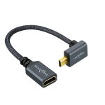 Baertmy - cble d'extension micro hdmi vers hdmi coud vers le bas 0, 2m, nylon tress 90 degrs, adaptateur ...