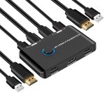 Baertmy - commutateur kvm 4k@60hz hdmi 2 ports - switch pour brancher 2 pc sur 1 ecran & 2 priphriques ...