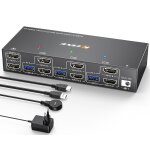 Baertmy - commutateur kvm usb 3. 0 hdmi 2 moniteurs 3 ordinateurs, 4k@60hz edid hdmi 2. 0, dual monitor ...